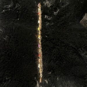 Goldtone Bracelet with Multicolor Gemstones